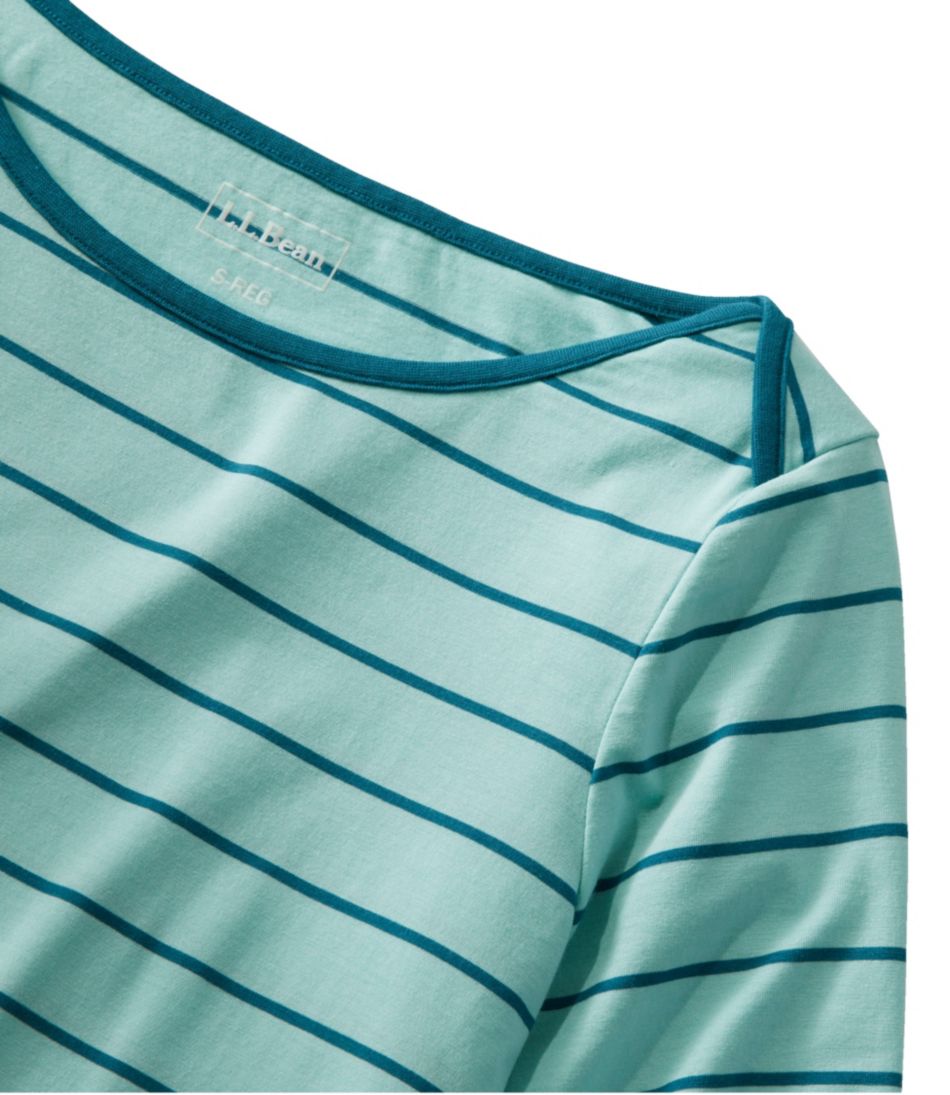 Women's Soft Stretch Supima-Blend Tee, Three-Quarter-Sleeve Boatneck Stripe - L.L.Bean Trusted