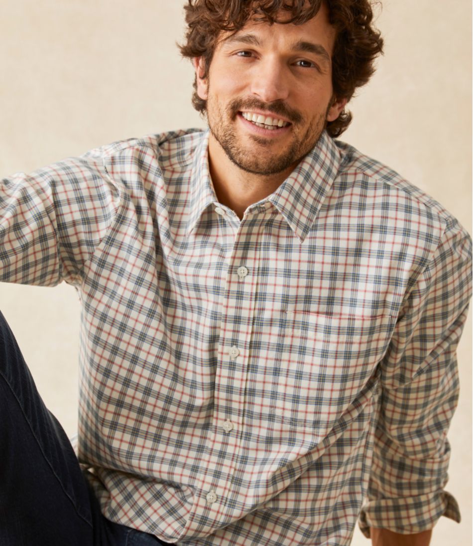 Men's Wrinkle-Free Ultrasoft Brushed Cotton Shirt, Long-Sleeve, Slightly Fitted Untucked Fit - L.L.Bean Classic