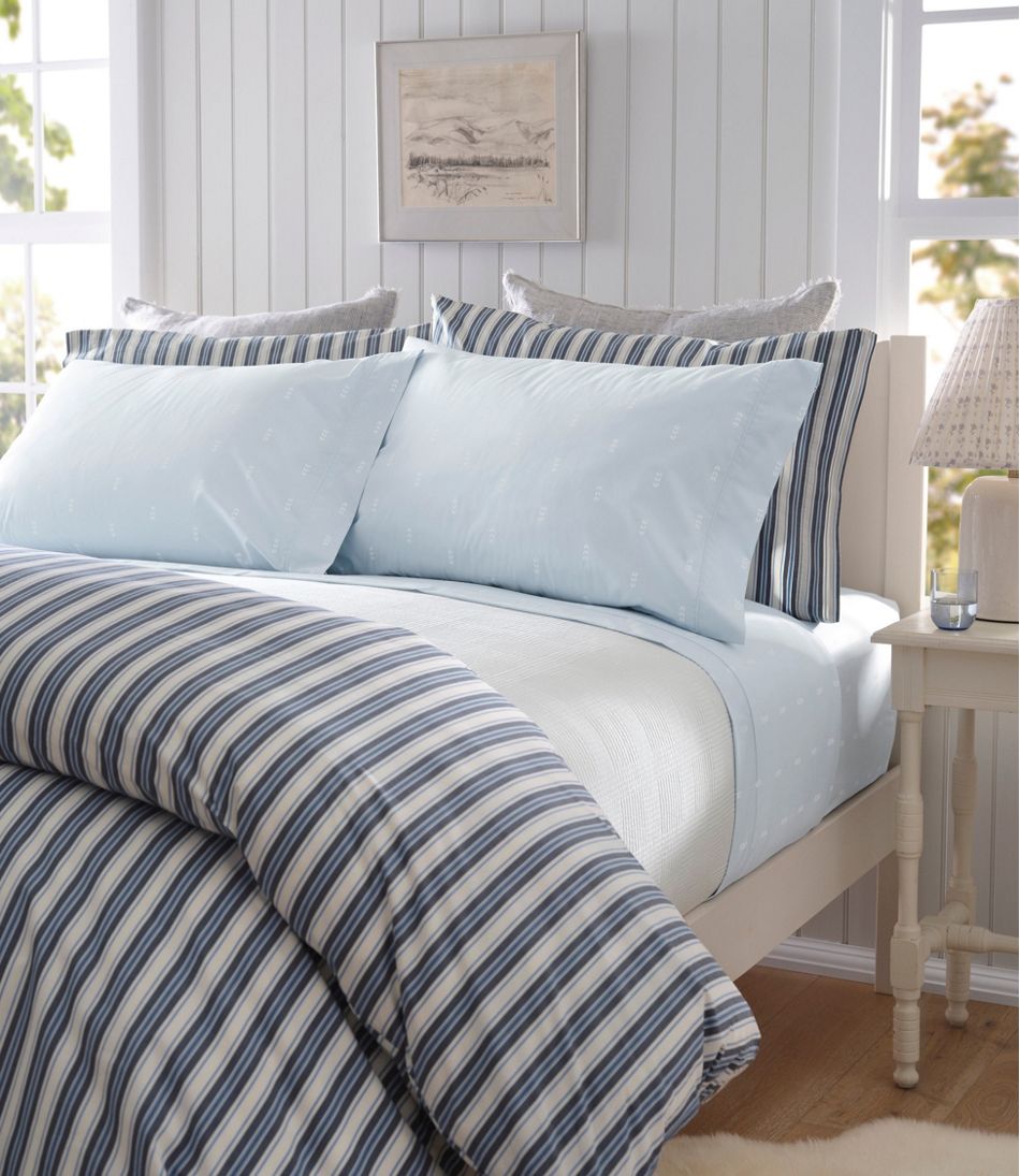 Sunwashed Percale Sheet Collection, Stamped Leaf Print - L.L.Bean Essential