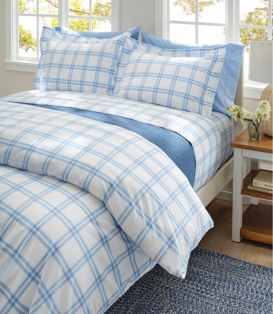 280-Thread-Count Pima Cotton Percale Comforter Cover Collection, Windowpane - L.L.Bean Customer Favorite