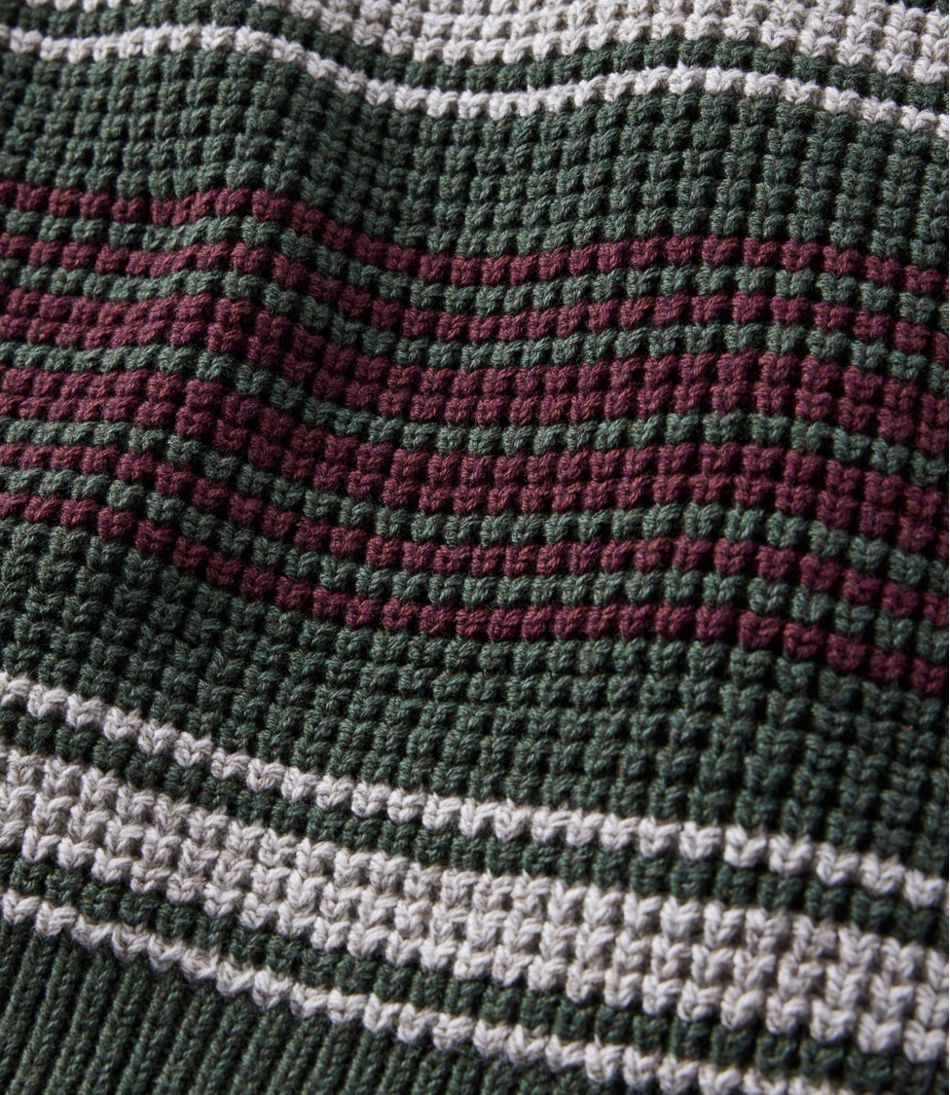 Men's Organic Cotton Waffle Sweater, Rollneck Crew, Stripe - L.L.Bean Quality
