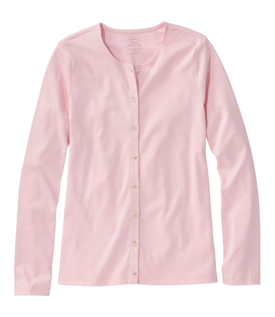 Women's Pima Cotton Tee, Long-Sleeve Crewneck Cardigan - L.L.Bean Everyday