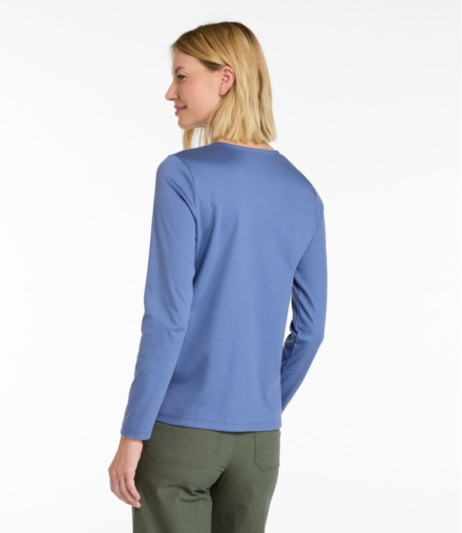 Women's Pima Cotton Tee, Long-Sleeve Crewneck Cardigan - L.L.Bean Everyday