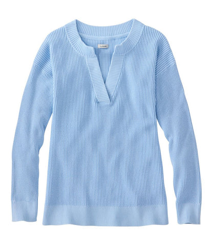 Women's Sunwashed Waffle Sweater, Splitneck - L.L.Bean Customer Favorite
