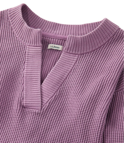 Women's Sunwashed Waffle Sweater, Splitneck - L.L.Bean Customer Favorite