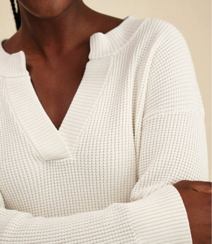 Women's Sunwashed Waffle Sweater, Splitneck - L.L.Bean Customer Favorite