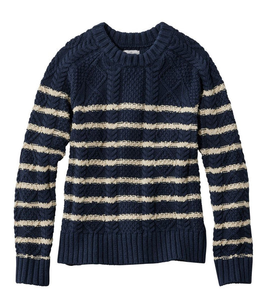 Women's Signature Cotton Fisherman Sweater, Crewneck Stripe - L.L.Bean Classic