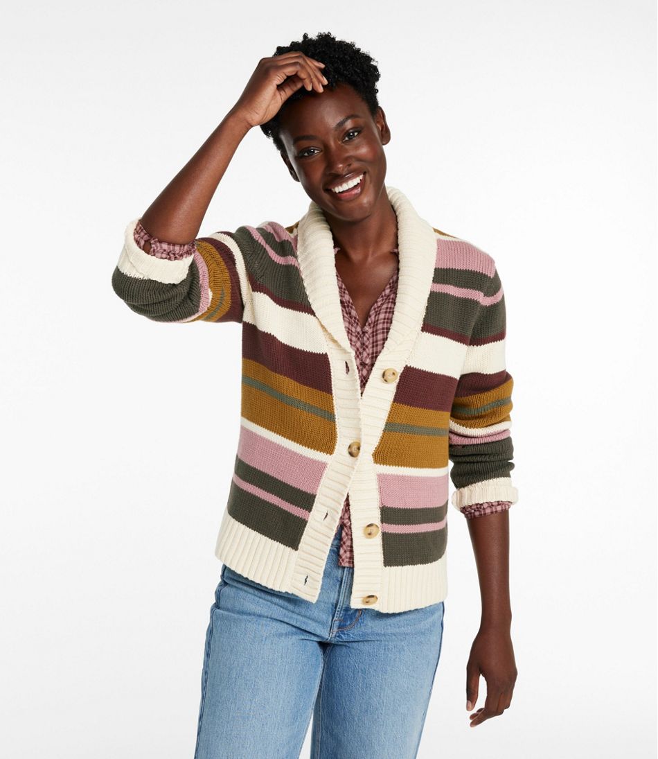 Women's Signature Original Cotton Sweater, Shawl Cardigan Stripe - L.L.Bean Essential