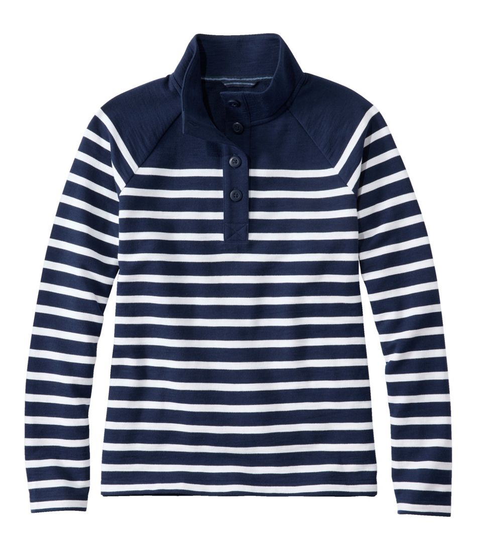 Women's Peaks Island Button Mockneck, Stripe - L.L.Bean Great Value