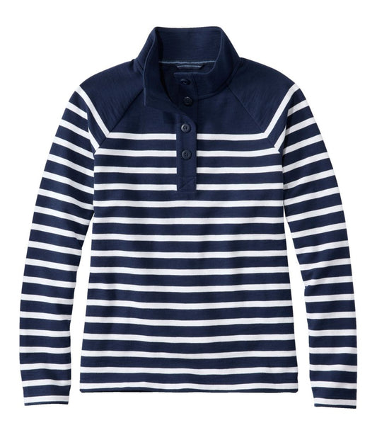Women's Peaks Island Button Mockneck, Stripe - L.L.Bean Great Value