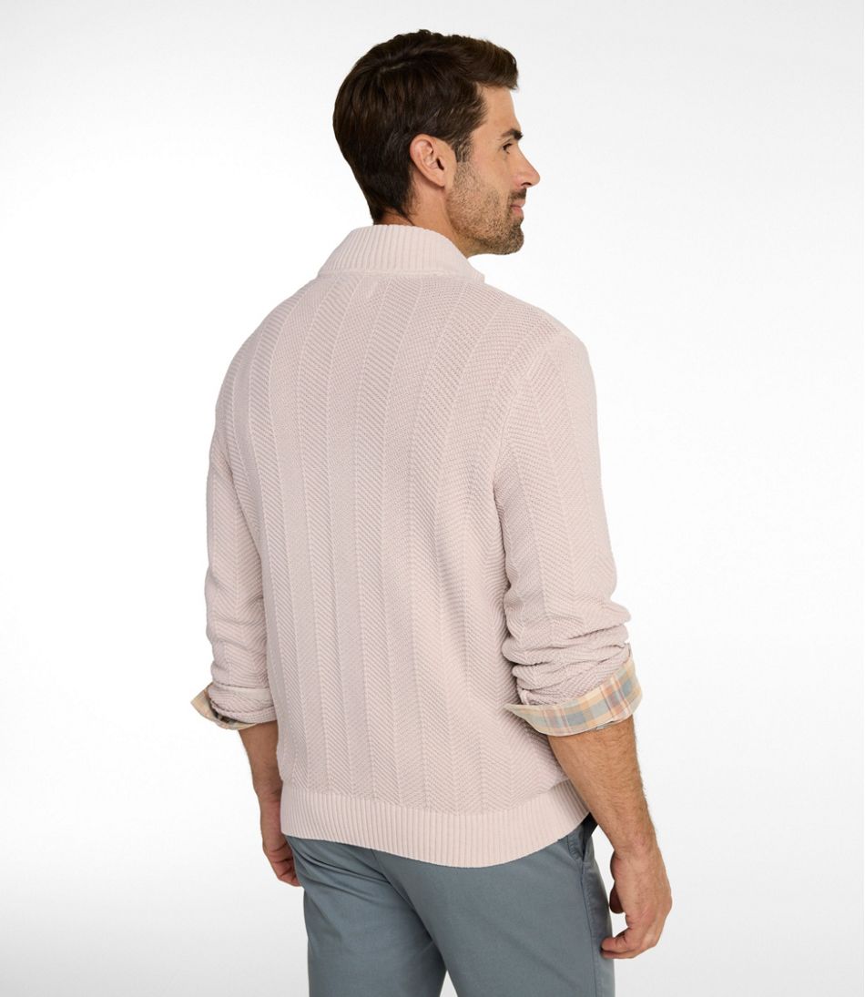 Men's Sunwashed Textured Cotton Sweater, Herringbone 1/4 Zip - L.L.Bean Essential