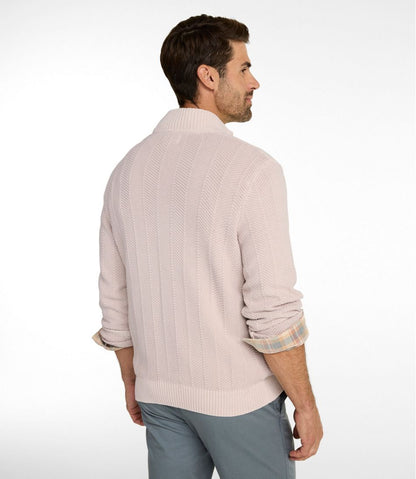 Men's Sunwashed Textured Cotton Sweater, Herringbone 1/4 Zip - L.L.Bean Essential