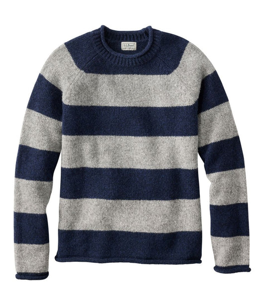 Men's Bean's Classic Ragg Wool Sweater, Rollneck, Stripe - L.L.Bean Great Value