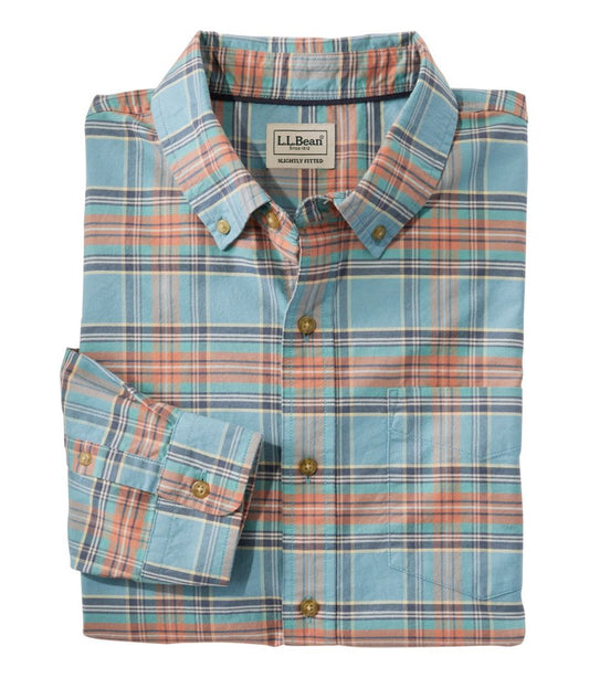 Men's Sunwashed Oxford Shirt, Slightly Fitted Untucked Fit, Plaid - L.L.Bean Classic