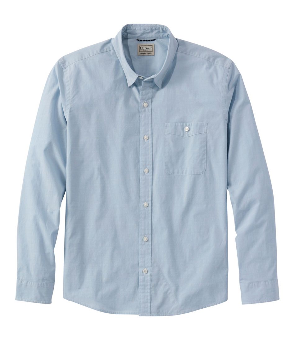 Men's Comfort Stretch Performance® Chambray Shirt, Long-Sleeve, Slightly Fitted Untucked Fit - L.L.Bean Quality