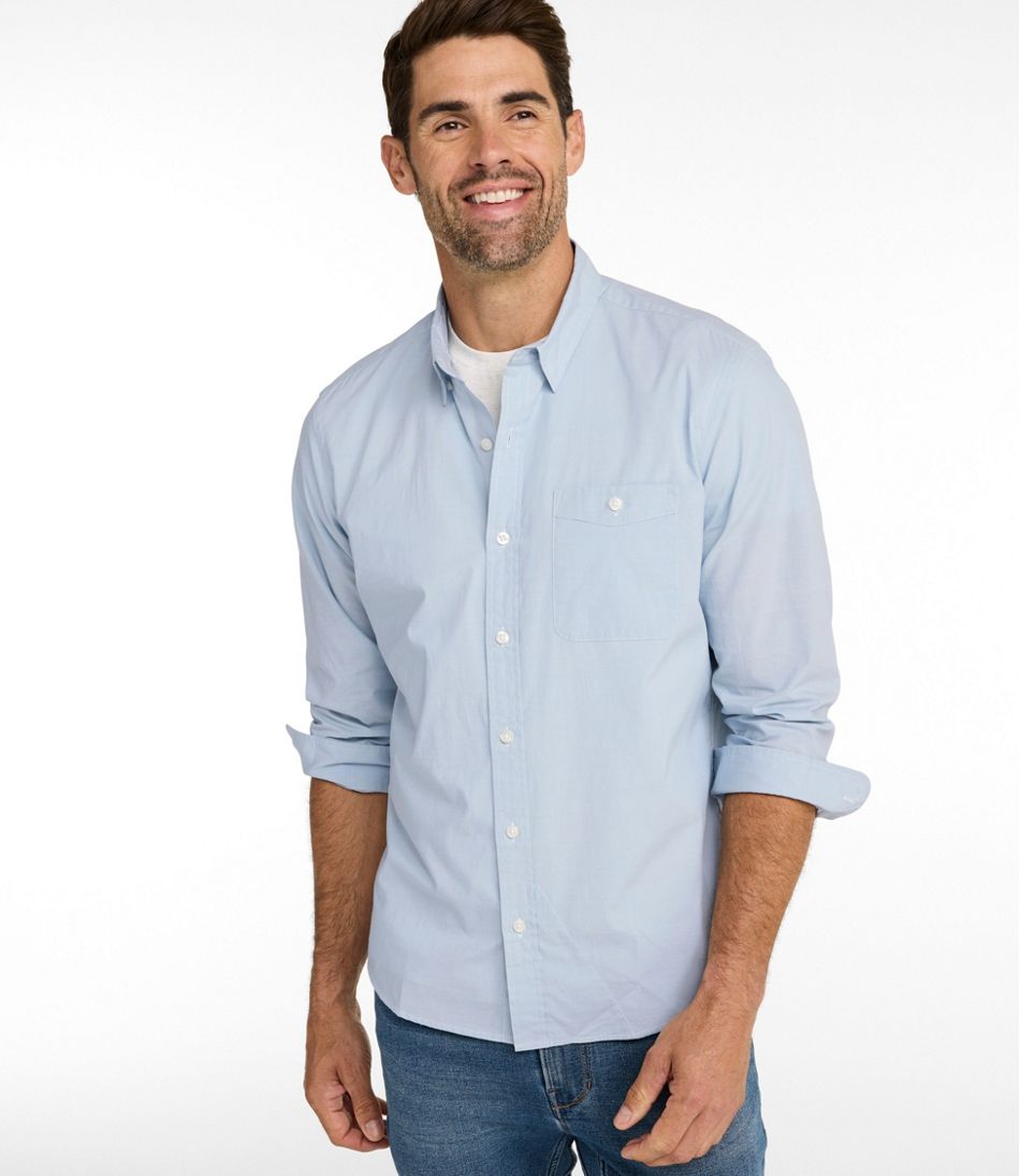 Men's Comfort Stretch Performance® Chambray Shirt, Long-Sleeve, Slightly Fitted Untucked Fit - L.L.Bean Quality