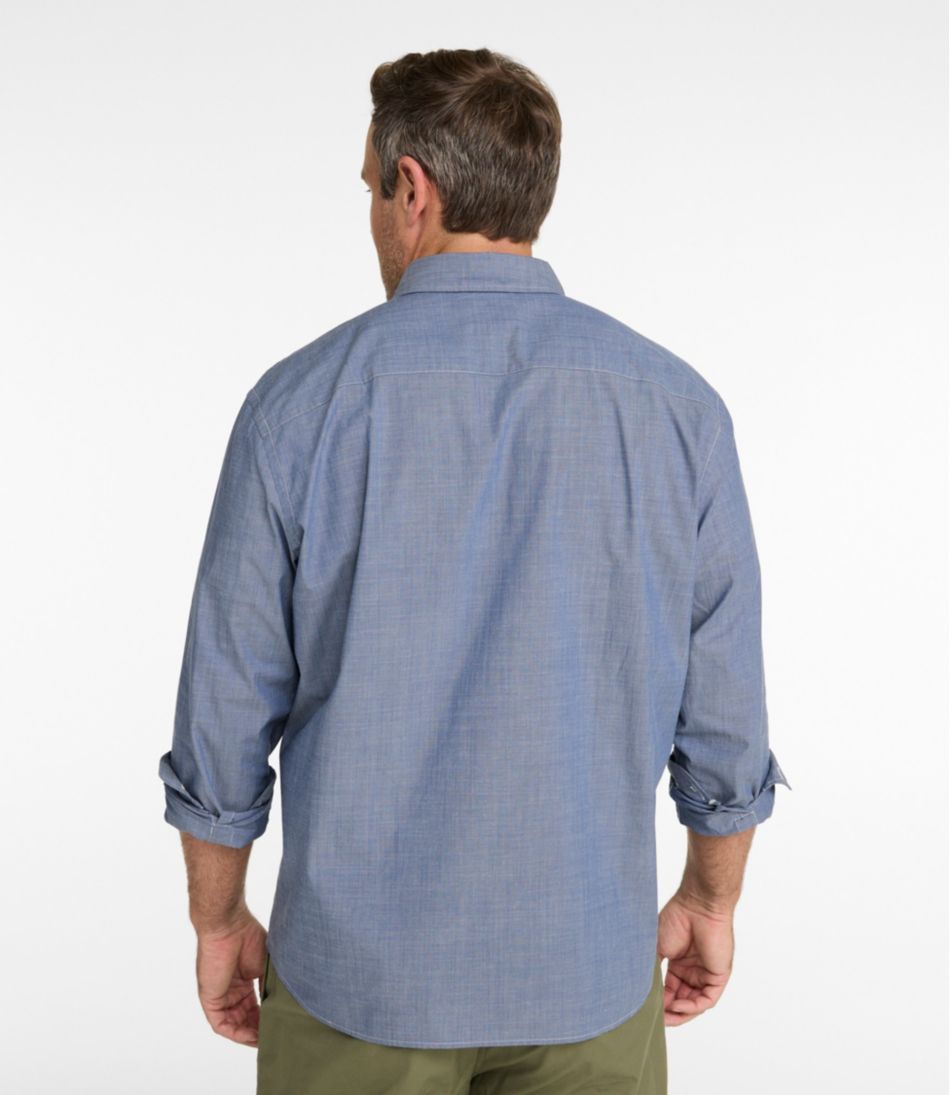 Men's Comfort Stretch Performance® Chambray Shirt, Long-Sleeve, Slightly Fitted Untucked Fit - L.L.Bean Quality