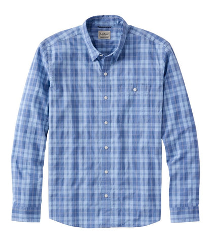 Men's Comfort Stretch Performance® Chambray Shirt, Long-Sleeve, Slightly Fitted Untucked Fit, Plaid - L.L.Bean Classic