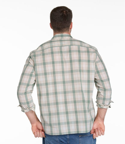 Men's Comfort Stretch Performance® Chambray Shirt, Long-Sleeve, Slightly Fitted Untucked Fit, Plaid - L.L.Bean Classic