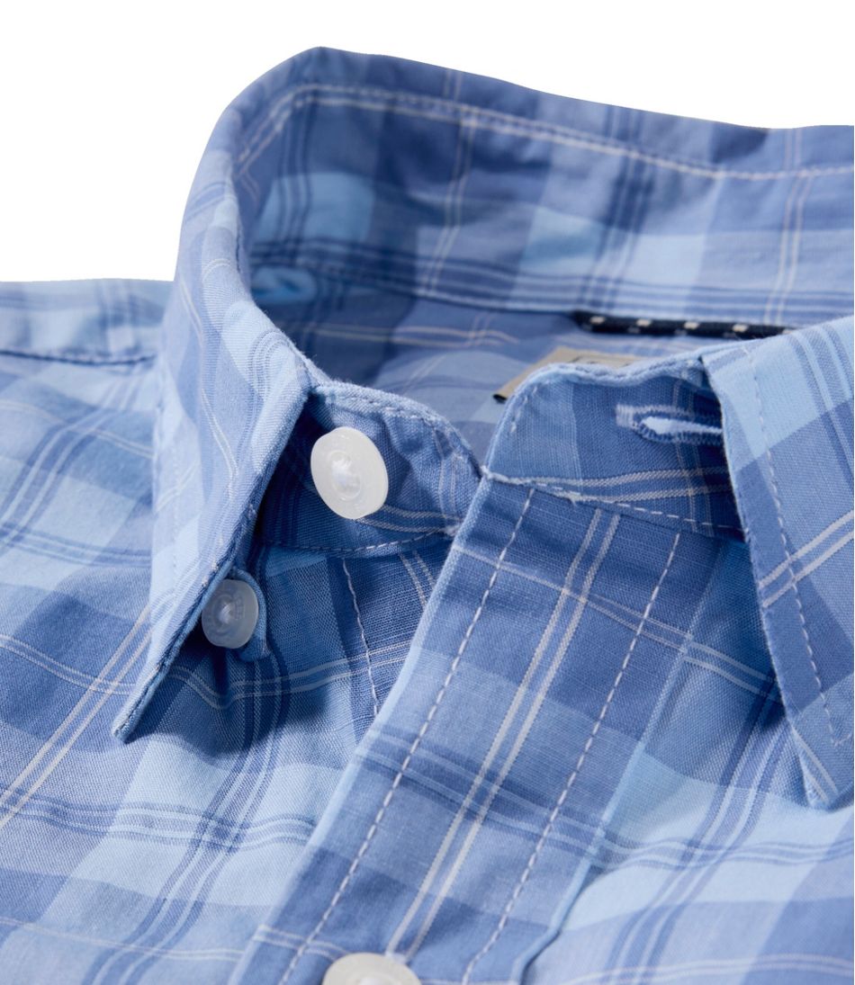 Men's Comfort Stretch Performance® Chambray Shirt, Long-Sleeve, Slightly Fitted Untucked Fit, Plaid - L.L.Bean Classic