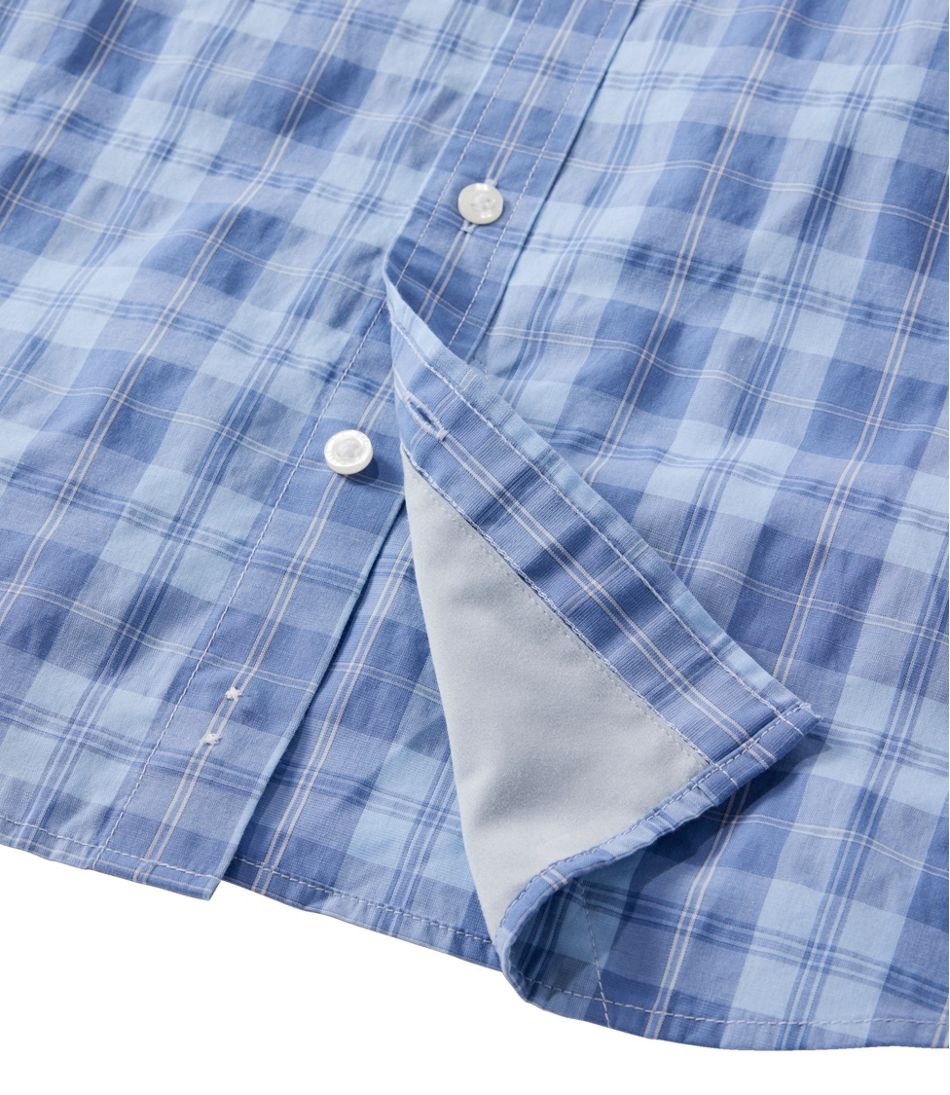 Men's Comfort Stretch Performance® Chambray Shirt, Long-Sleeve, Slightly Fitted Untucked Fit, Plaid - L.L.Bean Classic