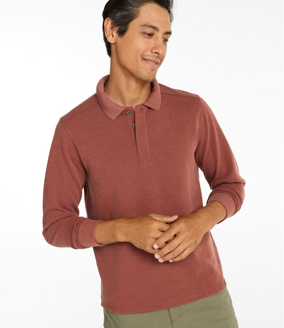 Men's Mountainside Micro Waffle Polo, Long-Sleeve - L.L.Bean Great Value
