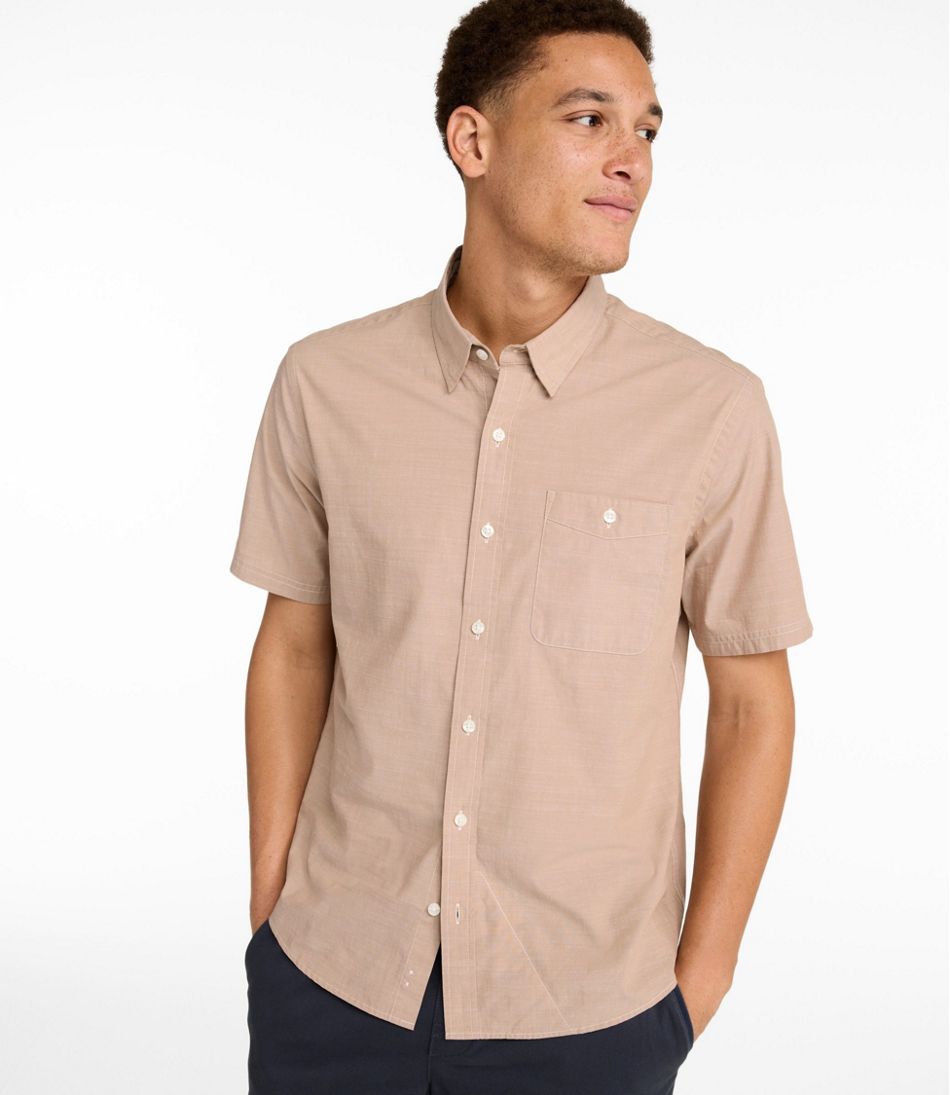 Men's Comfort Stretch Performance® Chambray Shirt, Short-Sleeve, Slightly Fitted Untucked Fit - L.L.Bean Latest