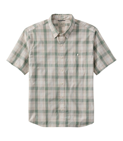 Men's Comfort Stretch Performance® Chambray Shirt, Short-Sleeve, Slightly Fitted Untucked Fit, Plaid - L.L.Bean Customer Favorite