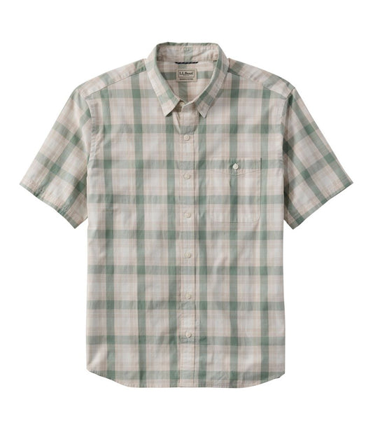 Men's Comfort Stretch Performance® Chambray Shirt, Short-Sleeve, Slightly Fitted Untucked Fit, Plaid - L.L.Bean Customer Favorite