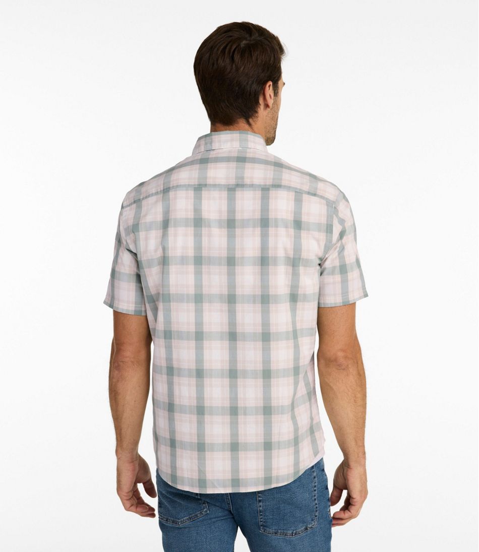 Men's Comfort Stretch Performance® Chambray Shirt, Short-Sleeve, Slightly Fitted Untucked Fit, Plaid - L.L.Bean Customer Favorite