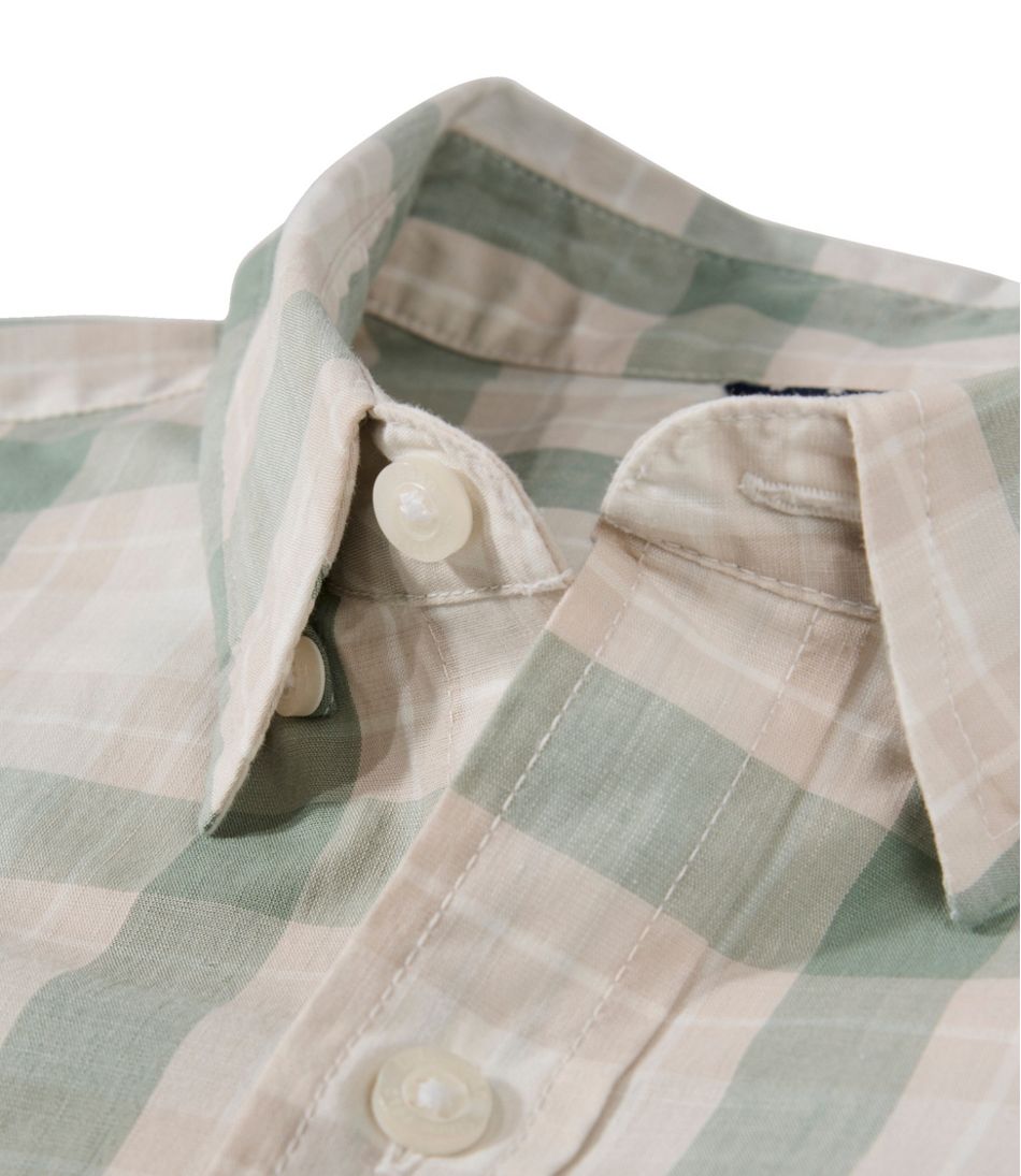 Men's Comfort Stretch Performance® Chambray Shirt, Short-Sleeve, Slightly Fitted Untucked Fit, Plaid - L.L.Bean Customer Favorite