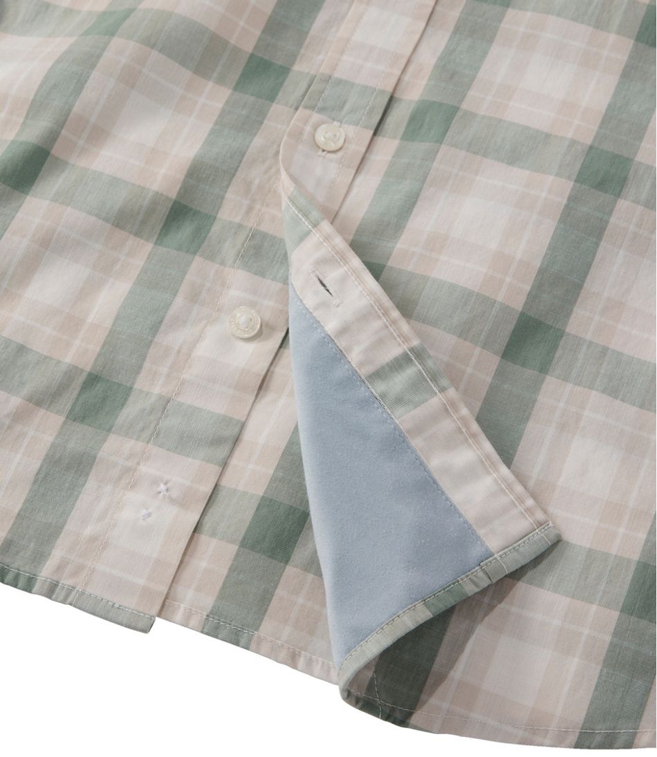 Men's Comfort Stretch Performance® Chambray Shirt, Short-Sleeve, Slightly Fitted Untucked Fit, Plaid - L.L.Bean Customer Favorite