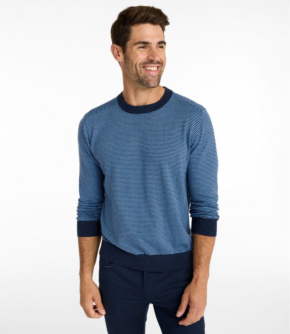 Men's All Seasons Cotton Blend Sweater, Crewneck, Stripe - L.L.Bean Customer Favorite