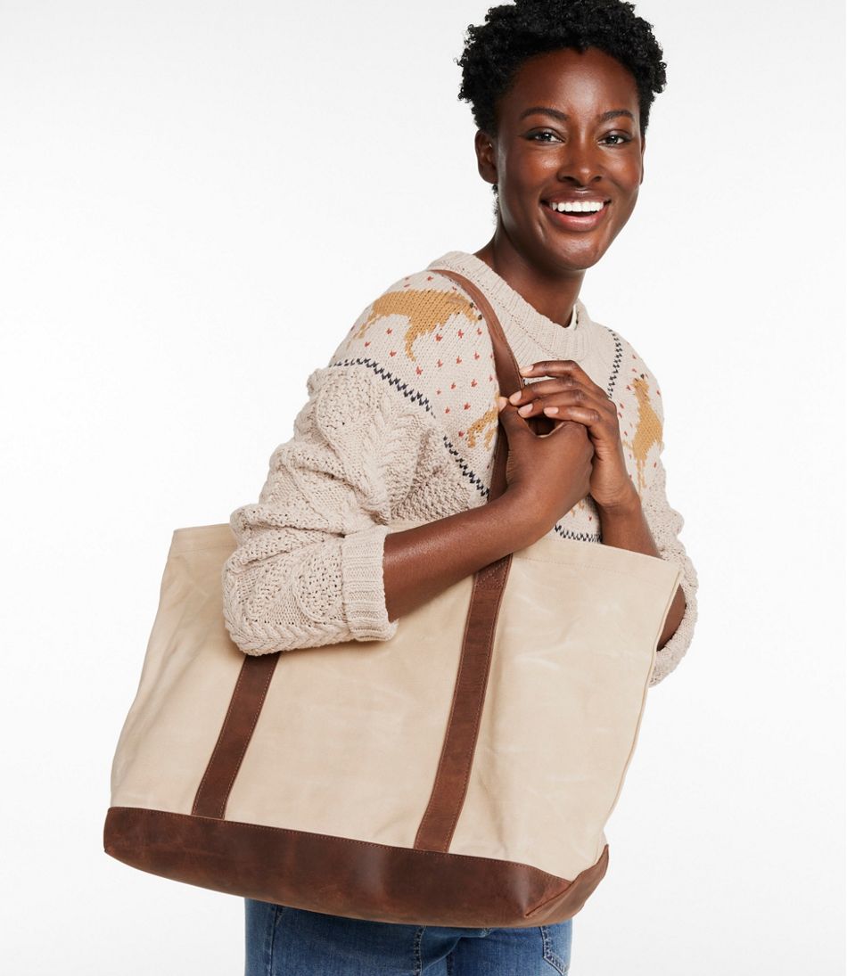 Leather-Trim Waxed Canvas Tote - L.L.Bean Classic