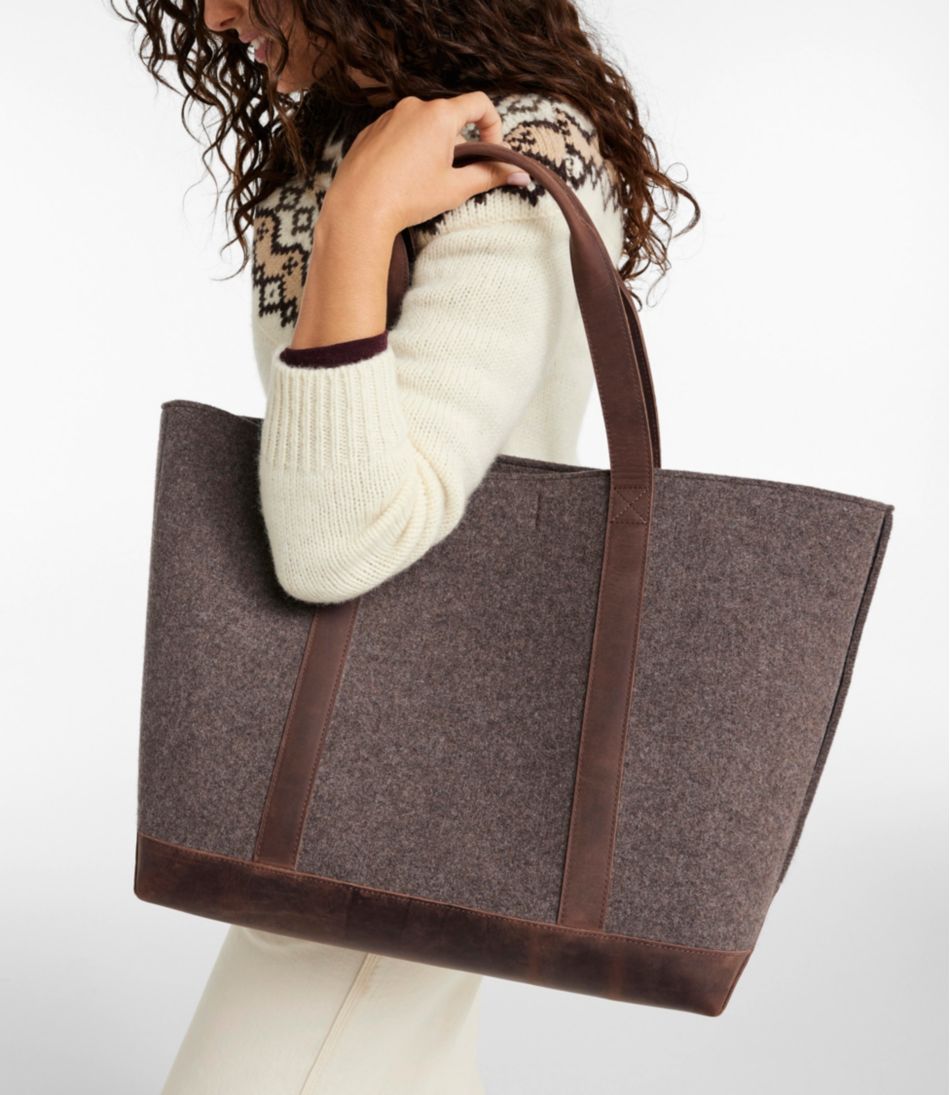 Leather-Trim Wool Tote - L.L.Bean Essential