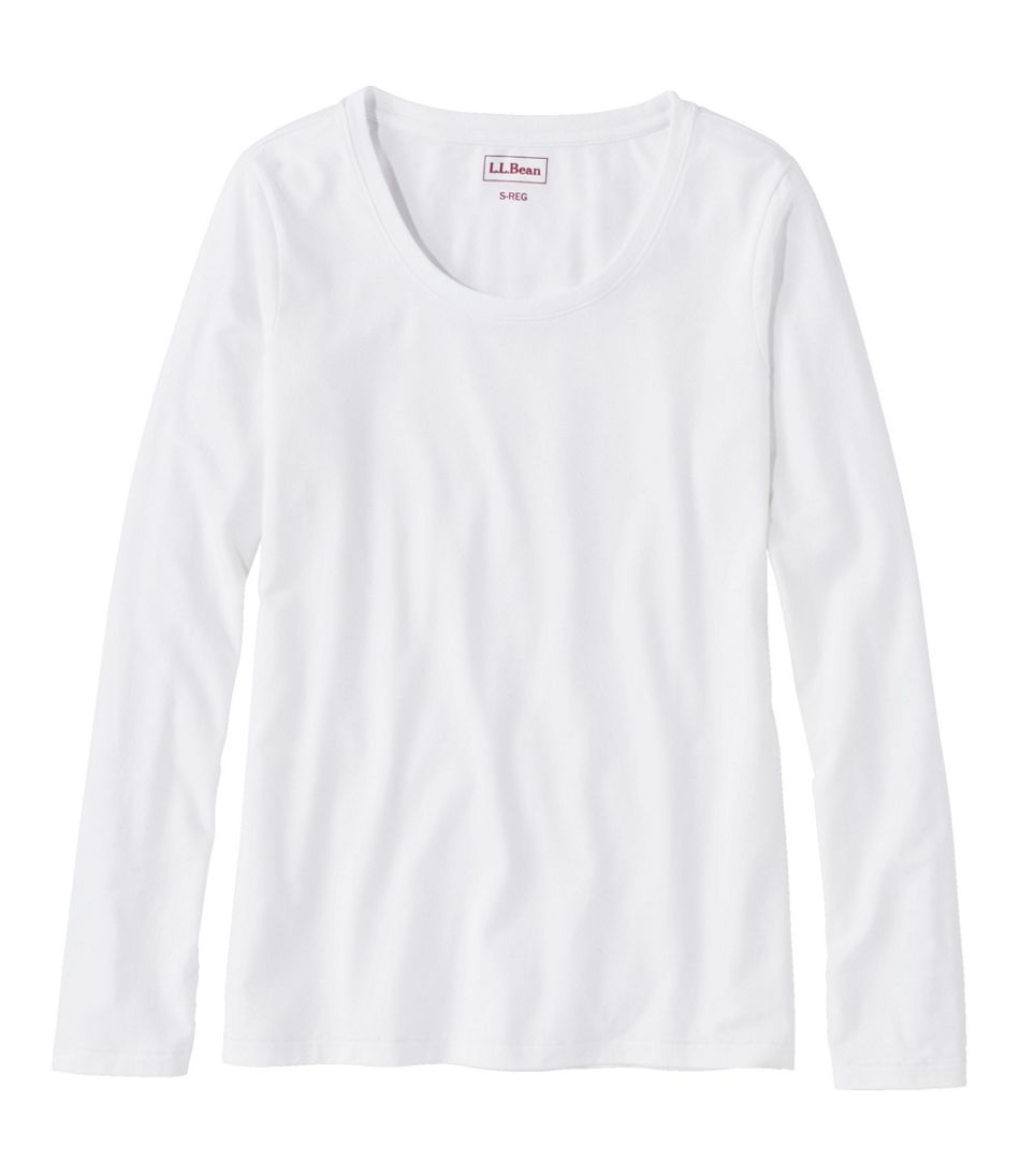 Women's Soft Stretch Supima-Blend Tee, Scoopneck Long-Sleeve - L.L.Bean Great Value