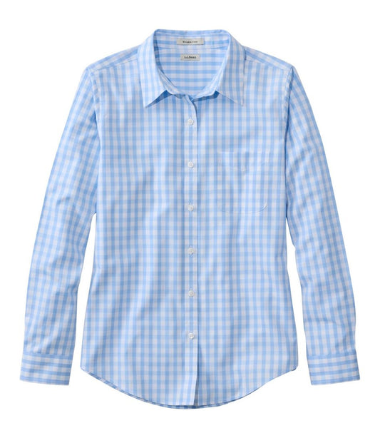 Women's Wrinkle-Free Pinpoint Oxford Shirt, Long-Sleeve Relaxed Fit Plaid - L.L.Bean Classic