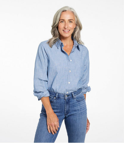 Women's Essential Cotton Shirt, Chambray Long Sleeve - L.L.Bean Trusted