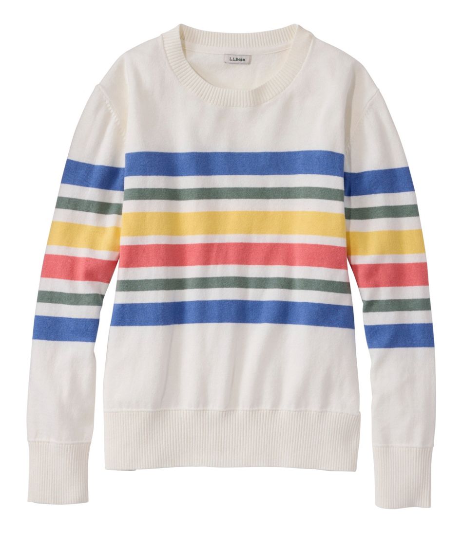 Women's Cotton/Cashmere Sweater, Crewneck Stripe - L.L.Bean Everyday