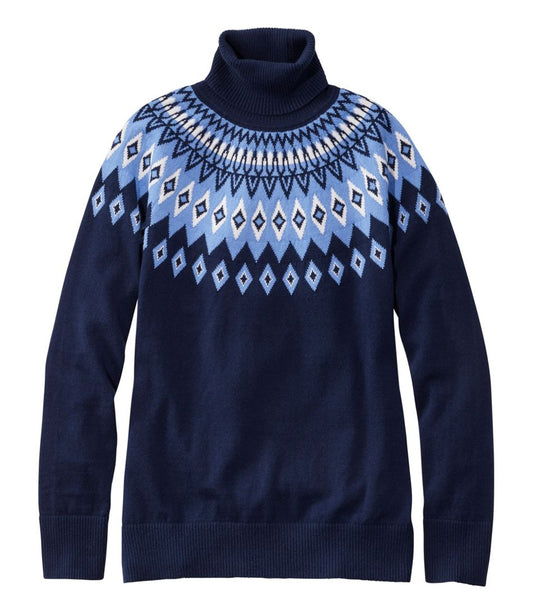 Women's Cotton/Cashmere Sweater, Turtleneck Fair Isle - L.L.Bean Customer Favorite