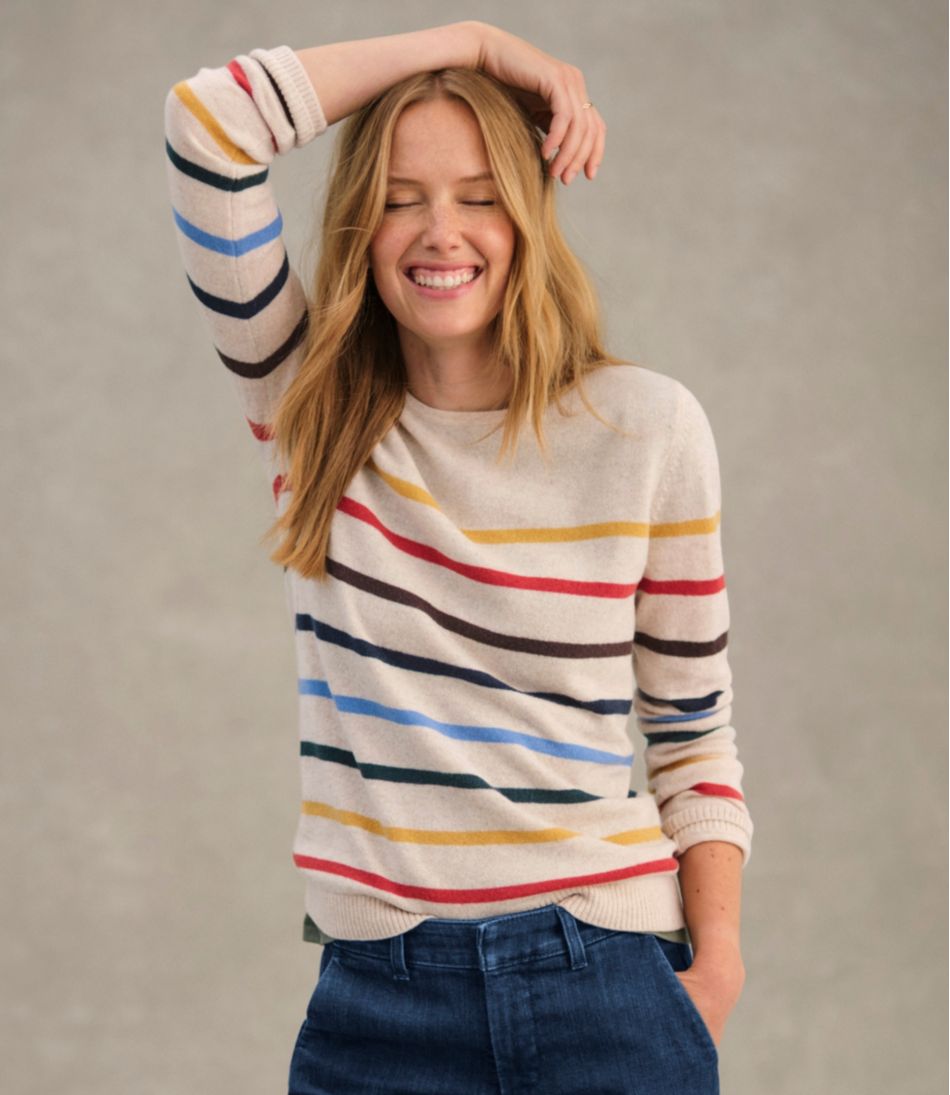 Women's Classic Cashmere Sweater, Crewneck Stripe - L.L.Bean Trusted