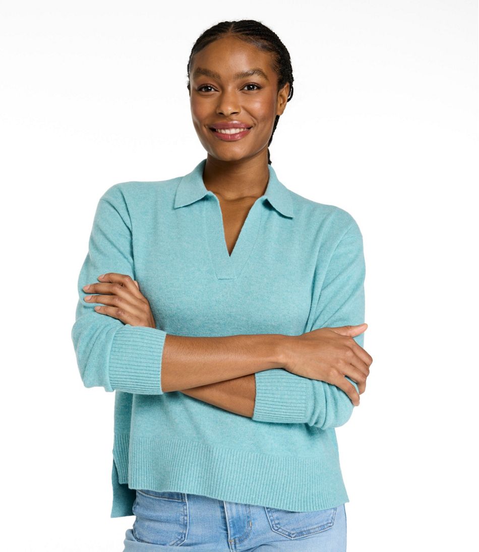Women's Classic Cashmere Sweater, Relaxed Polo - L.L.Bean Customer Favorite