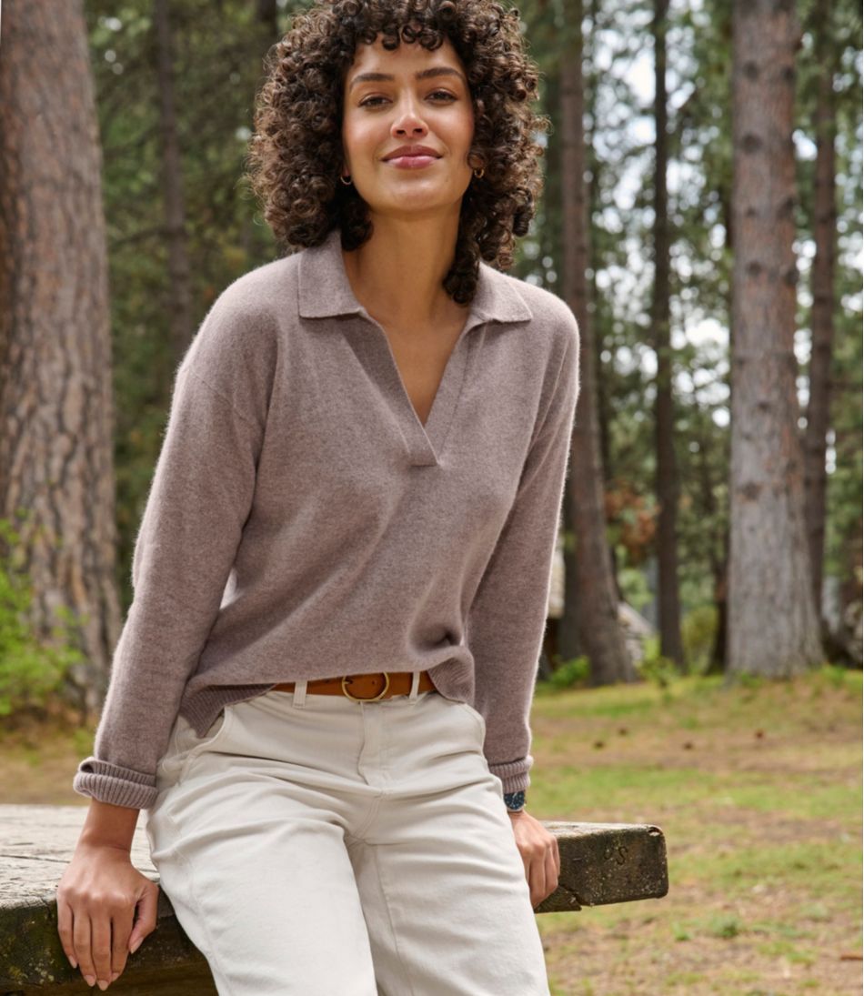 Women's Classic Cashmere Sweater, Relaxed Polo - L.L.Bean Customer Favorite
