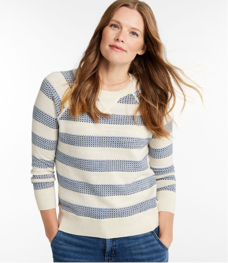 Women's Organic Cotton Slub Sweater, Crewneck Stripe - L.L.Bean Everyday