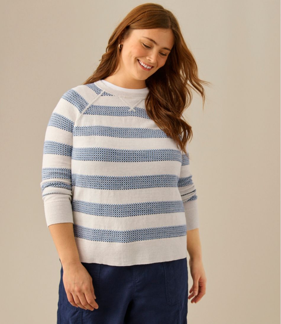 Women's Organic Cotton Slub Sweater, Crewneck Stripe - L.L.Bean Everyday