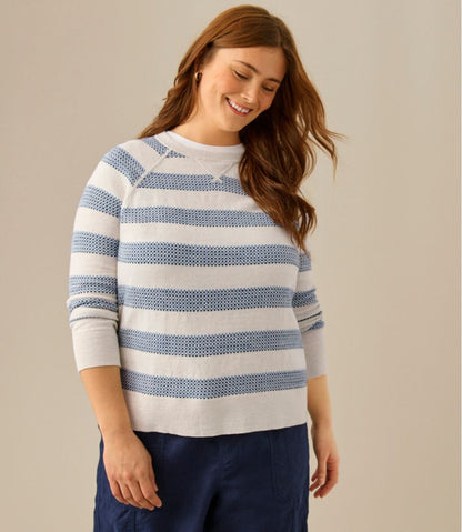 Women's Organic Cotton Slub Sweater, Crewneck Stripe - L.L.Bean Everyday