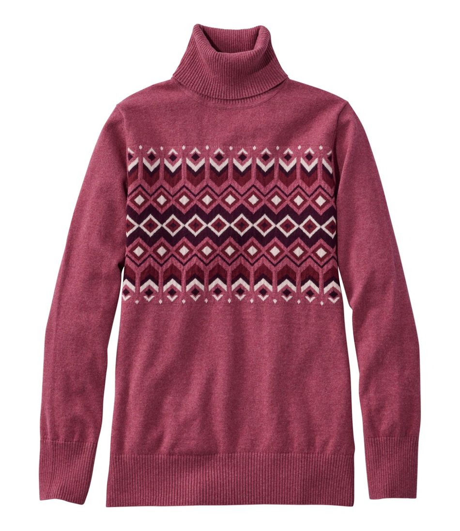 Women's Cotton/Cashmere Sweater, Turtleneck Intarsia - L.L.Bean Great Value