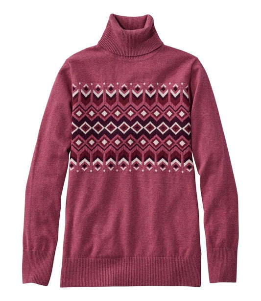 Women's Cotton/Cashmere Sweater, Turtleneck Intarsia - L.L.Bean Great Value
