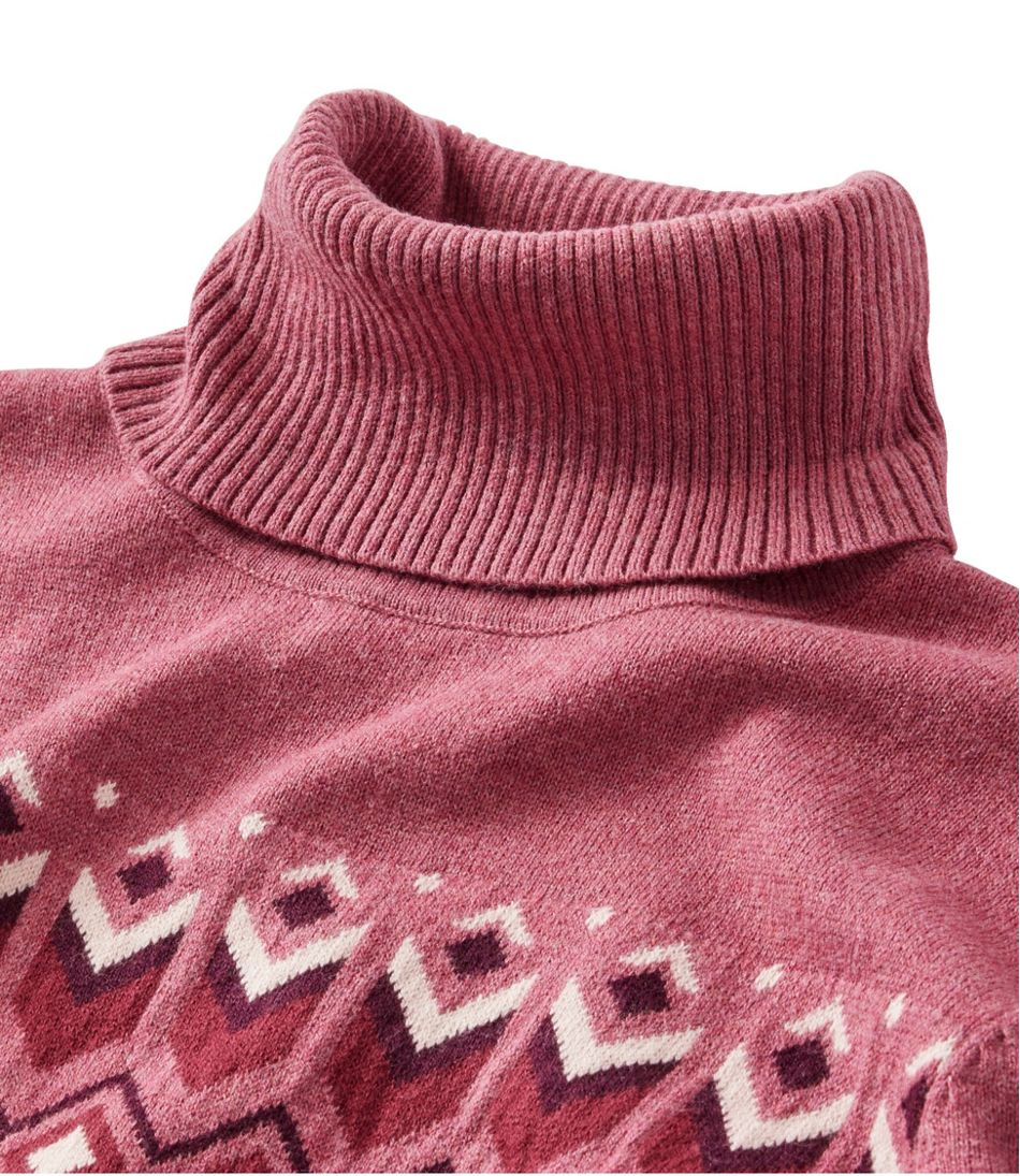 Women's Cotton/Cashmere Sweater, Turtleneck Intarsia - L.L.Bean Great Value