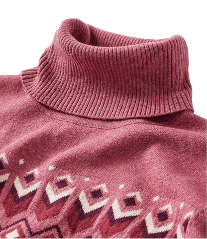 Women's Cotton/Cashmere Sweater, Turtleneck Intarsia - L.L.Bean Great Value